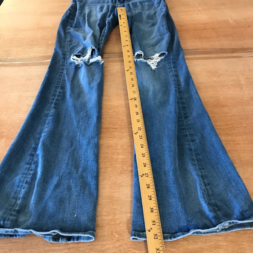 Frame Le High Flare Jeans Women 27 Blue Mid Rise Distressed Medium Wash Stretch - Picture 8 of 15